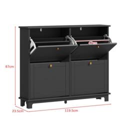ERGOVEXA Slim Shoe Storage Cabinet with 4 Flip Drawers, Adjustable Shelves in Black - thumbnail 2