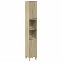 Berkfield Home Bathroom Cabinet Sonoma Oak 30x30x190 cm Engineered Wood in Light Brown - Size: 30 x 30 x 190 cm