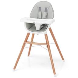 Costway Wooden Toddler Dining Chair Highchair With 5 Point Harness in Grey - thumbnail 9