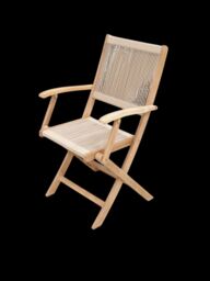Royalcraft LONDON 90cm Square Folding Set with 4 London Rope Folding Armchairs in Natural - thumbnail 4