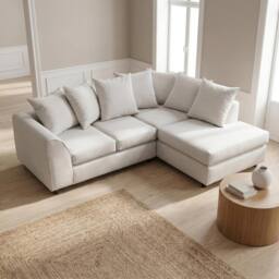 Abakus Direct Harriet Relaxed Linen Right Facing Corner Sofa with Chaise & Cushions in Cream - thumbnail 5