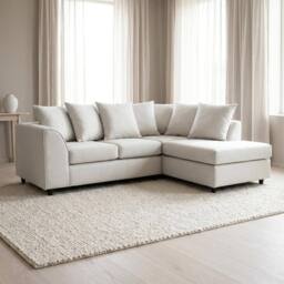 Abakus Direct Harriet Relaxed Linen Right Facing Corner Sofa with Chaise & Cushions in Cream - thumbnail 2