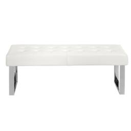 Angel Cerda White Leatherette Bench, 120x45x42 cm - Size: 120 x 45 x 42 cm - thumbnail 2