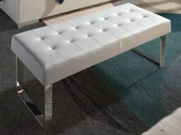 Angel Cerda White Leatherette Bench, 120x45x42 cm - Size: 120 x 45 x 42 cm - thumbnail 3