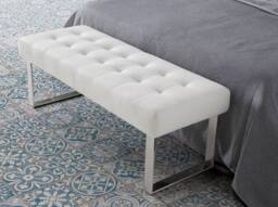 Angel Cerda White Leatherette Bench, 120x45x42 cm - Size: 120 x 45 x 42 cm - thumbnail 5