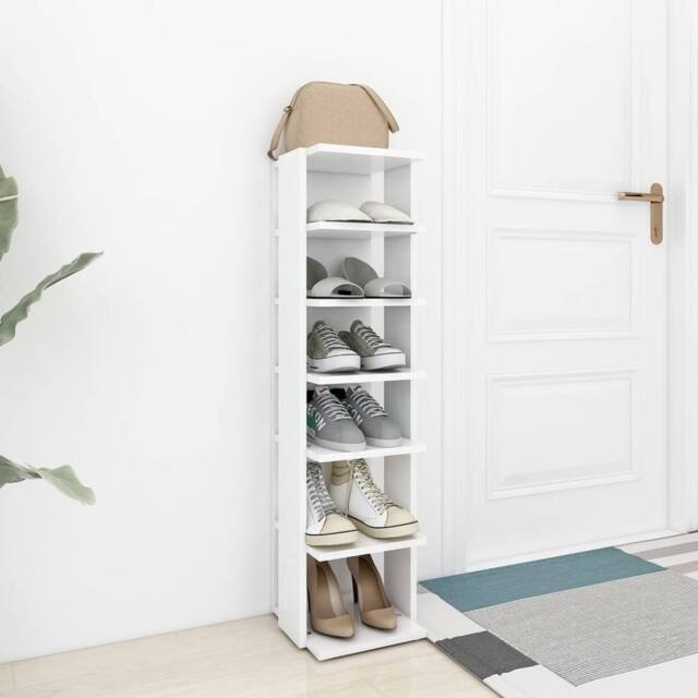 Berkfield Home Shoe Cabinet White 27.5x27x102 cm Engineered Wood - image 1