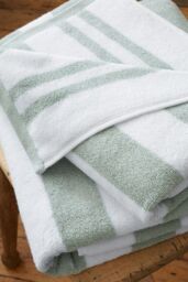 Bianca 'Reversible Stripe' Cotton Jacquard Hand Towel in Green - thumbnail 2