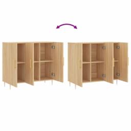 Berkfield Home Sideboard Sonoma Oak 90x34x80 cm Engineered Wood in Light Tan - Size: 90 x 34 x 80 cm - thumbnail 9