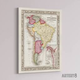 "Artery8 South America Political Divisions Map Mitchell Canvas Wall Art Print - Size: W12"" x H16""" - thumbnail 2