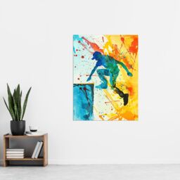 "Artery8 Parkour Jump Urban Sport Colourful Paint Splat Wall Art Print - Size: W12"" x H16""" - thumbnail 4