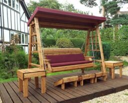 Charles Taylor Trading Dorset Three Seater Swing Burgundy in Brown