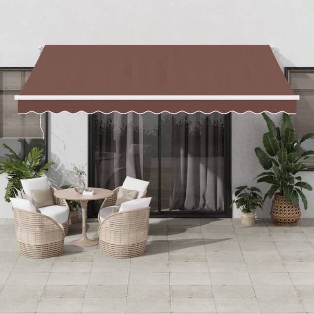 Berkfield Home Manual Retractable Awning with LED Brown 400x350 cm - image 1