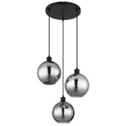 Netlighting Ulf Cluster Pendant Matt Black Ball Smoke Glass Shade 3x E27 - thumbnail 2