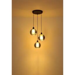 Netlighting Ulf Cluster Pendant Matt Black Ball Smoke Glass Shade 3x E27 - thumbnail 3