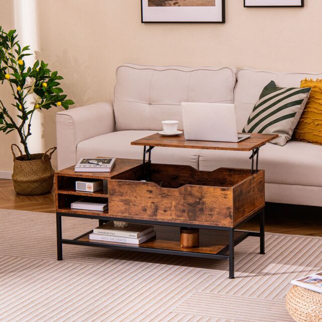 Costway Lift Top Coffee Table Living Room Center Table W/ Removable Shelf in Brown - image 1