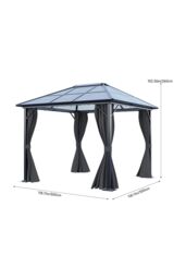 Living and Home 10 x 10FT Metal Frame Hardtop Patio Gazebo with Curtains in Dark Grey - thumbnail 5