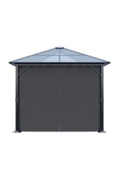 Living and Home 10 x 10FT Metal Frame Hardtop Patio Gazebo with Curtains in Dark Grey - thumbnail 4