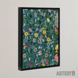 "Artery8 Owen Jones Colourful Chinese Botanical Pattern Framed Canvas Art Print - Size: W12"" x H16""" - thumbnail 2