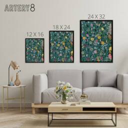 "Artery8 Owen Jones Colourful Chinese Botanical Pattern Framed Canvas Art Print - Size: W12"" x H16""" - thumbnail 4