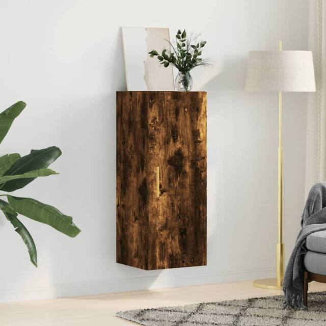 Berkfield Home Wall Mounted Cabinet Smoked Oak 34.5x34x90 cm in Brown - image 1