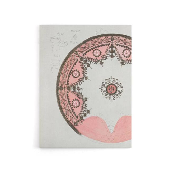 "Artery8 Vintage Pink Gold Plate Design Canvas Wall Art Print Noritake - Size: W18"" x H24""" - image 1