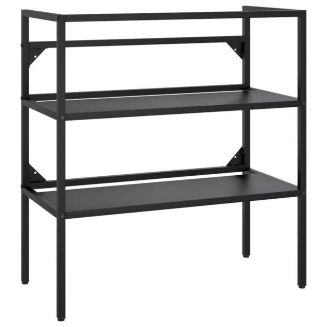 Berkfield Home Elegant Bathroom Washbasin Frame with Built-in Basin Black Iron - image 1