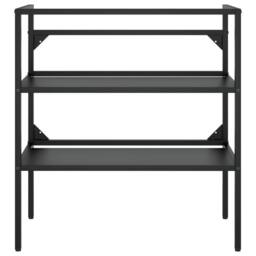 Berkfield Home Elegant Bathroom Washbasin Frame with Built-in Basin Black Iron - thumbnail 4