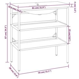 Berkfield Home Elegant Bathroom Washbasin Frame with Built-in Basin Black Iron - thumbnail 7