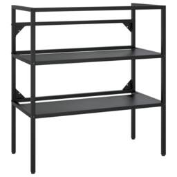Berkfield Home Elegant Bathroom Washbasin Frame with Built-in Basin Black Iron - thumbnail 1