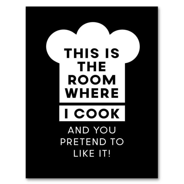 Artery8 This Is Where I Cook Chef Hat Funny Cheeky Framed Wall Art Print in Black - Size: A4 - image 1