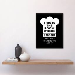 Artery8 This Is Where I Cook Chef Hat Funny Cheeky Framed Wall Art Print in Black - Size: A4 - thumbnail 4