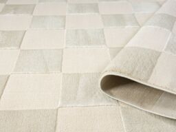 Desire Rugs Vellure Modern Living Room Area Rug Embossed Metallic Sheen Grid in Cream - Size: 60 cm x 220 cm - thumbnail 3