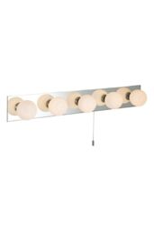 Netlighting Showtime 5 Light Switched Bathroom Over Mirror Mirror Wall Light Mirror Opal Glass IP44 G9 in Grey