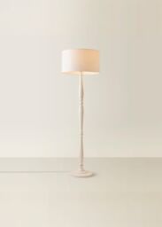 ValueLights Victoria White Wood Traditional Stem Floor Lamp with Fabric Drum Shade - thumbnail 2