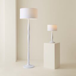 ValueLights Victoria White Wood Traditional Stem Floor Lamp with Fabric Drum Shade - thumbnail 6
