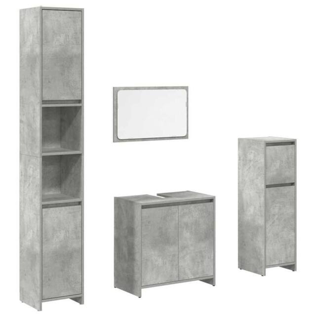 Berkfield Home 4 Piece Bathroom Furniture Set Concrete Grey Engineered Wood - image 1
