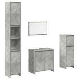 Berkfield Home 4 Piece Bathroom Furniture Set Concrete Grey Engineered Wood - thumbnail 1