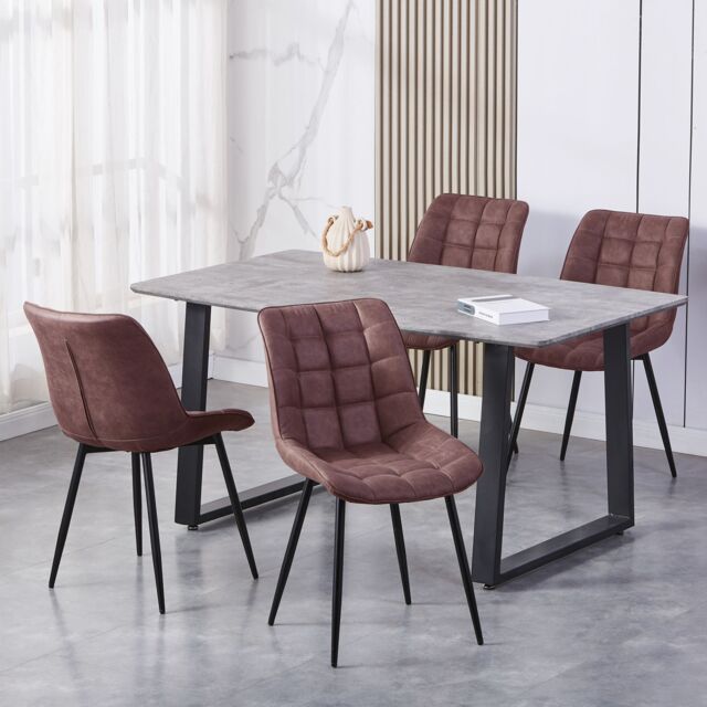 MCC Direct Set of 2 Suede Effect Dining Chairs Accent Chair - Alba in Brown - image 1