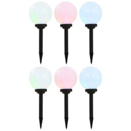 Berkfield Home Outdoor Solar Lamps 6 pcs LED Spherical 20 cm RGB in White - thumbnail 1