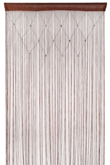 Neel Blue String Curtain Beaded Panel, Gold, 100cm x 200cm in Burgundy - Size: 100 cm width x 200 cm drop - image 1