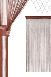 Neel Blue String Curtain Beaded Panel, Gold, 100cm x 200cm in Burgundy - Size: 100 cm width x 200 cm drop - thumbnail 6