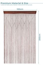 Neel Blue String Curtain Beaded Panel, Gold, 100cm x 200cm in Burgundy - Size: 100 cm width x 200 cm drop - thumbnail 2
