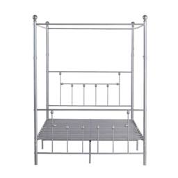 SquareBoxx Charlotte Double Four Poster Metal Bed Frame with Metal Slats in Silver - thumbnail 6