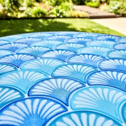 Home Source Shell Mosaic Design Bistro Patio Set Outdoor Garden Balcony Furniture in Blue - thumbnail 3