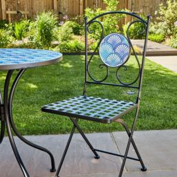 Home Source Shell Mosaic Design Bistro Patio Set Outdoor Garden Balcony Furniture in Blue - thumbnail 7