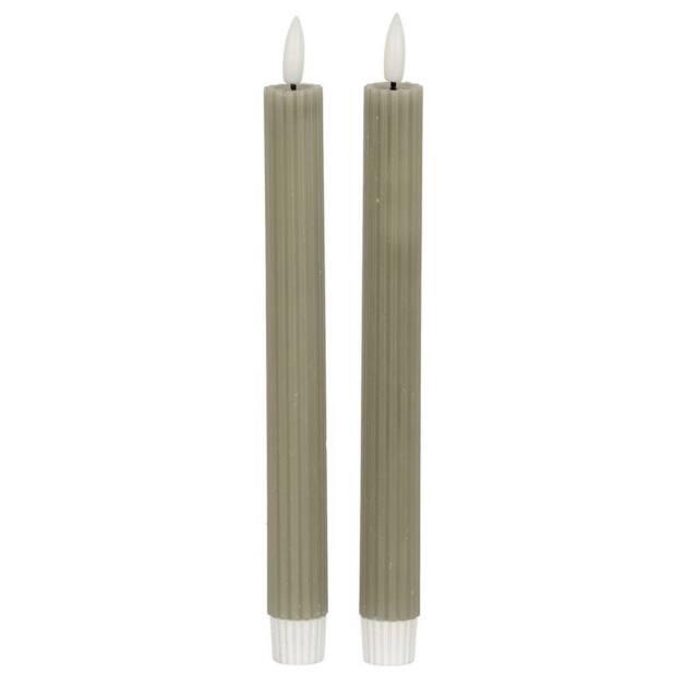 Lemon Pavilion Furniture and Decor Natural Glow Ribbed Taper Candles - Wax - L2xW2xH24 cm - Sage in Green