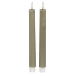 Lemon Pavilion Furniture and Decor Natural Glow Ribbed Taper Candles - Wax - L2xW2xH24 cm - Sage in Green - thumbnail 1