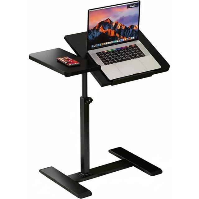 KORVIXA Rolling Laptop Desk Adjustable Height Tilting Top Computer Table in Black - Size: 0.6m2 - image 1