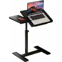 KORVIXA Rolling Laptop Desk Adjustable Height Tilting Top Computer Table in Black - Size: 0.6m2