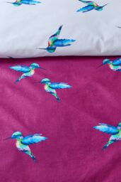 Their Nibs 'Hummingbird' Cotton Reversible Duvet Cover Set in Plum - Size: Double - thumbnail 5